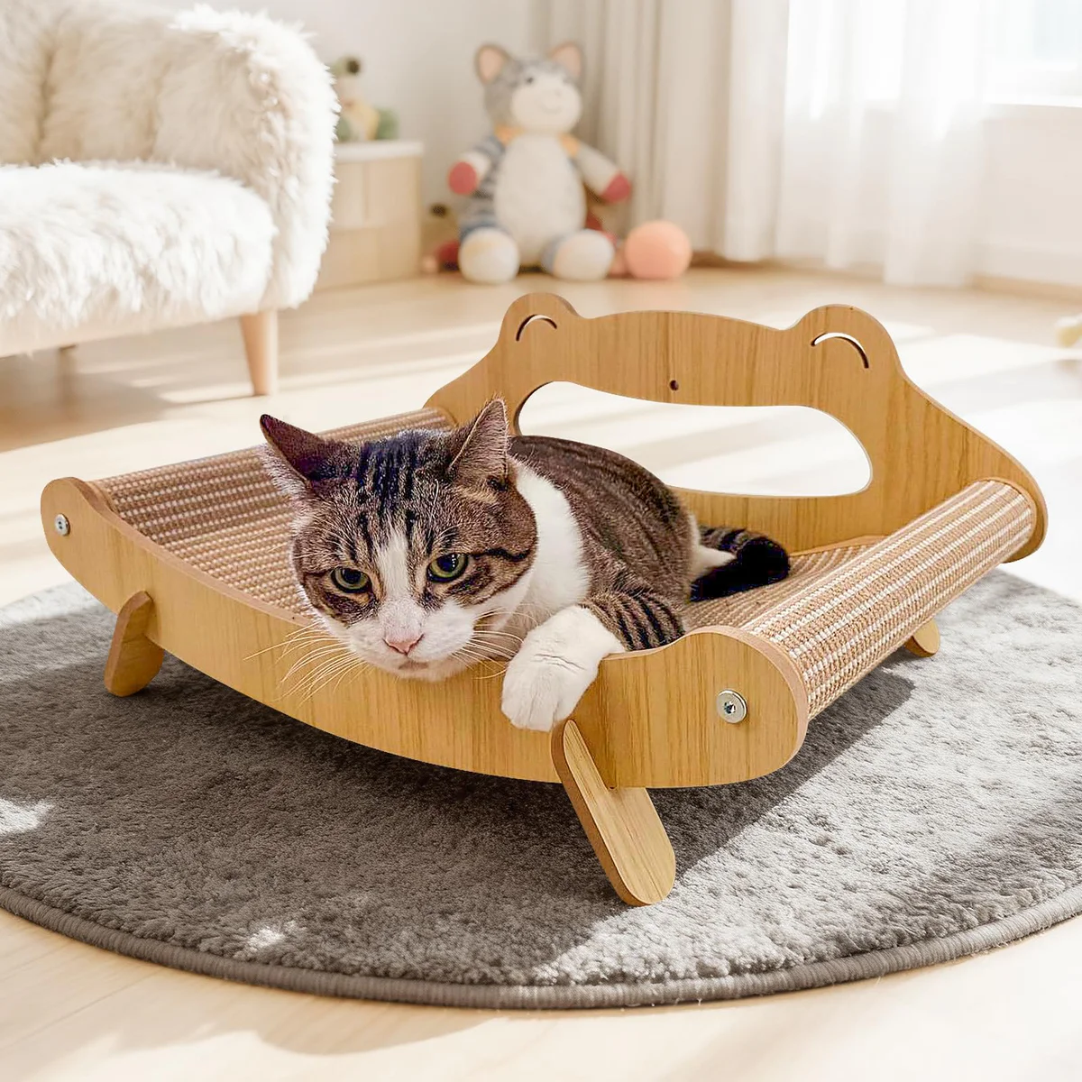 PetZen Garden Solid Wood Frame Cat Scratcher Bed