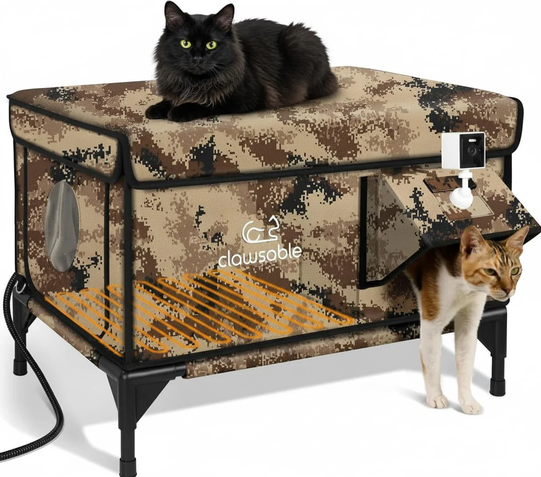 Rolimate Clawsable Heated Outdoor Cat House with Camara