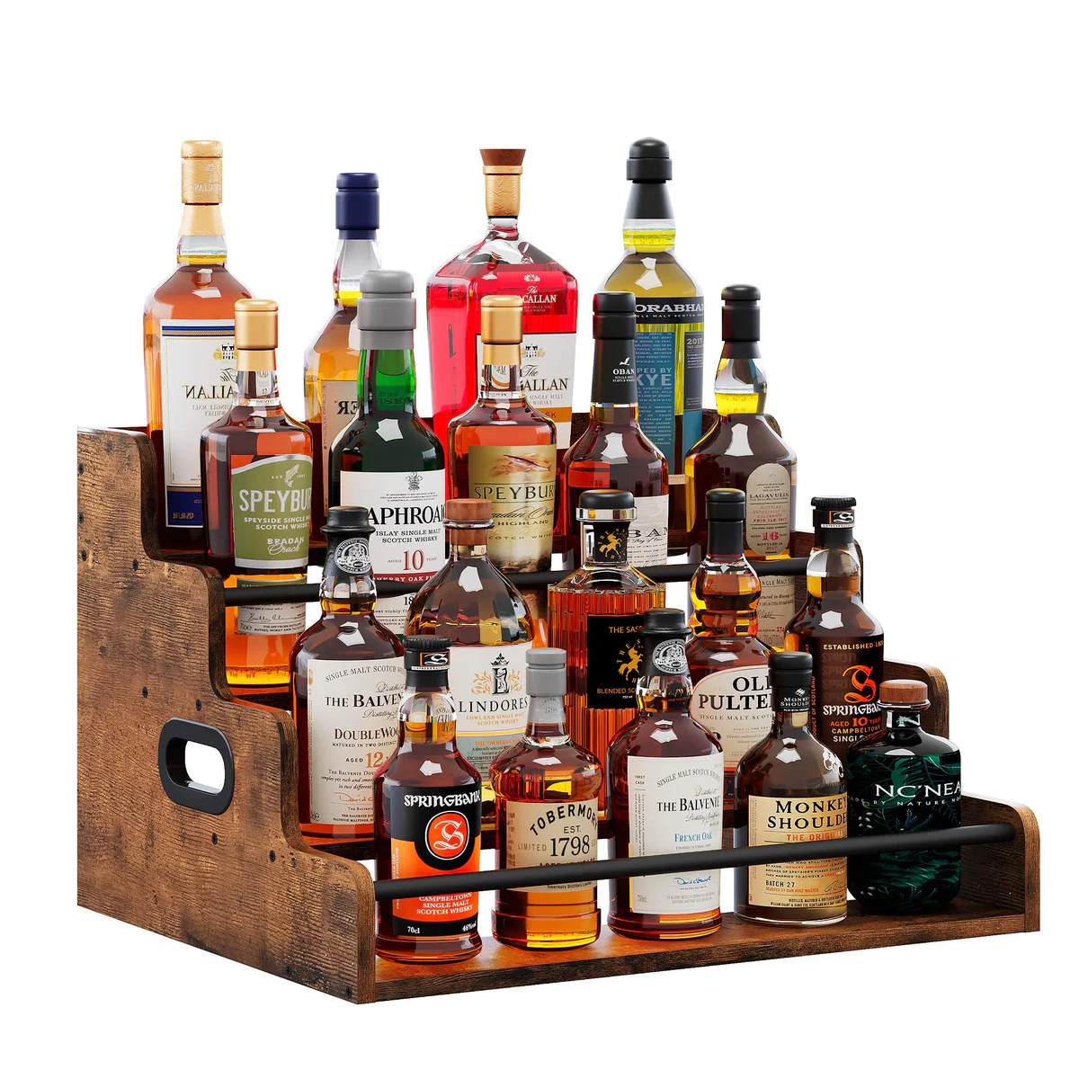 LIVELYGLOW 4-Step Retro Display Shelf for Kitchen or Bar