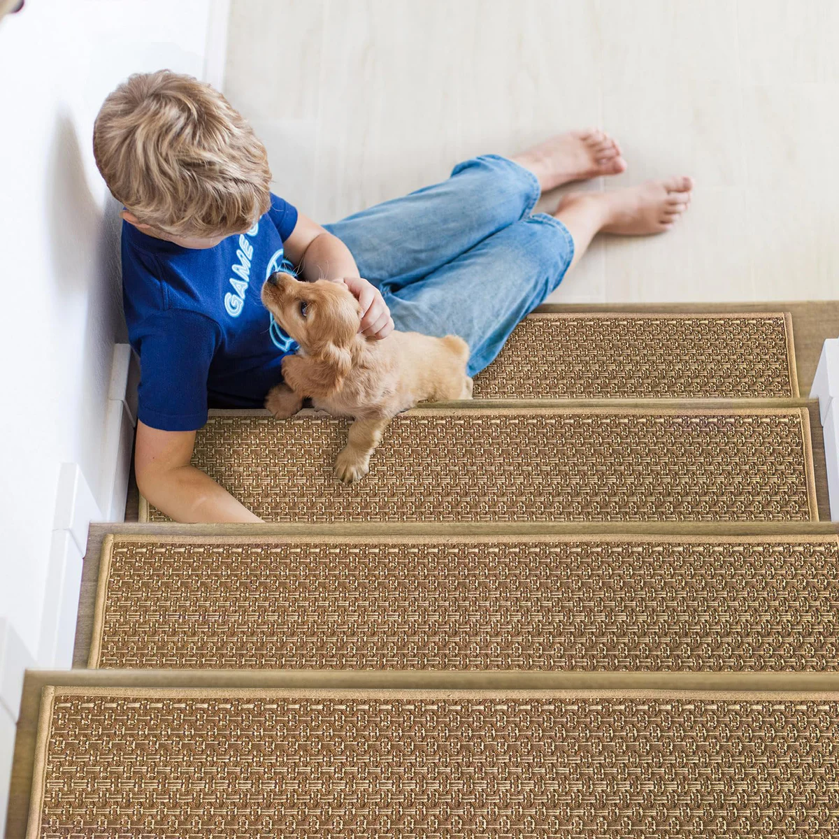 winolive Faux Jute Stair Treads 15 PCS 