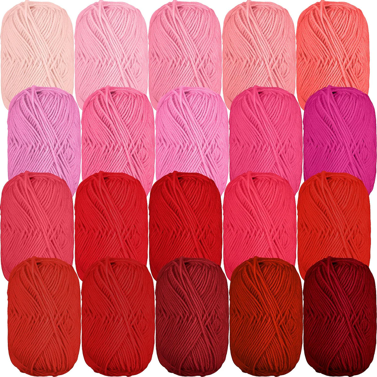 Timgle 20 Skeins Soft Milk Cotton Yarn Assorted Colors Crochet Yarn Sport Weight Yarn for Crochet Knitting Cotton Blanket Yarn for DIY Crafts, Each 50g/145 Yard, 20 Colors Pink Tone 4 PLY
