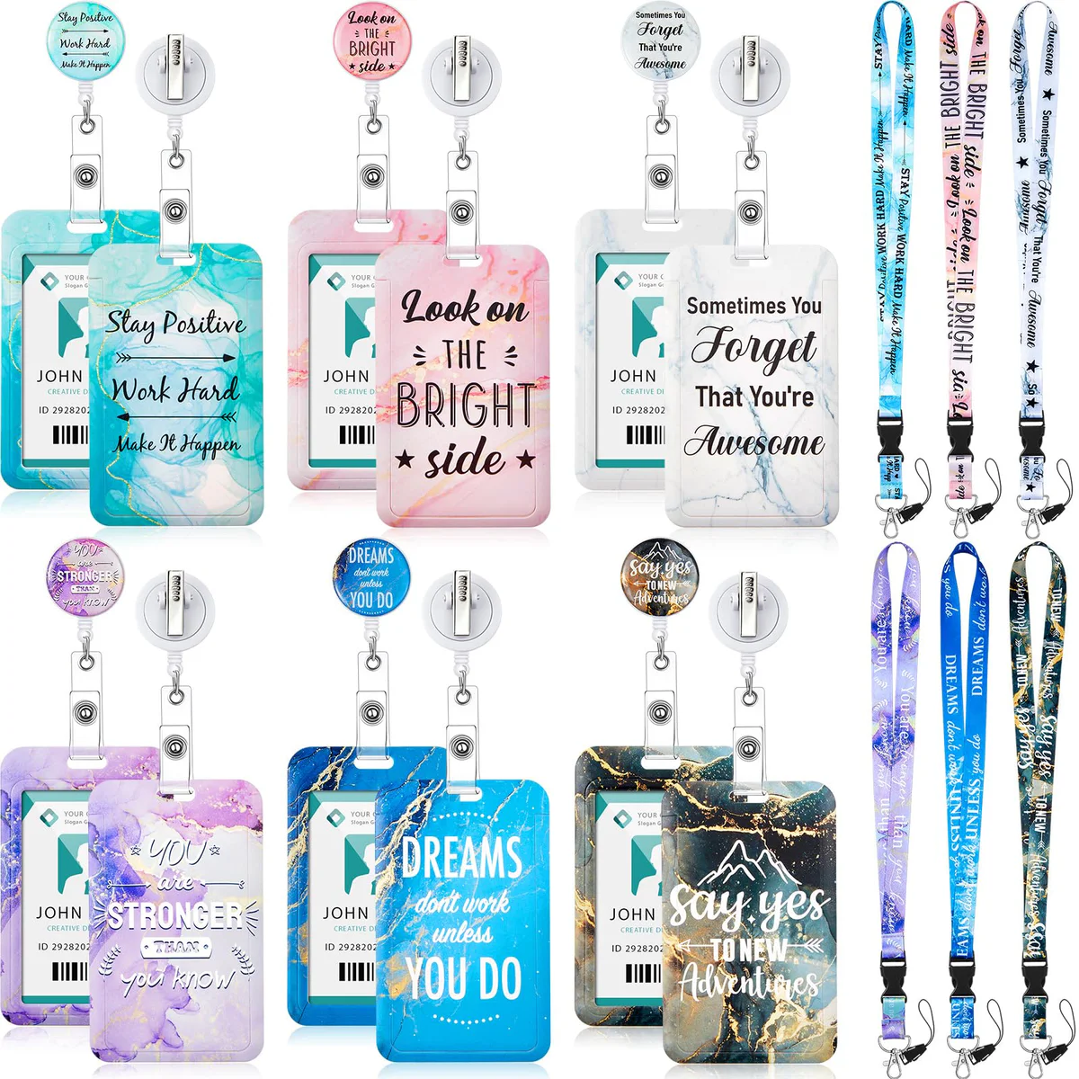 Geyoga Inspirational Quote Lanyards and Badge Holders