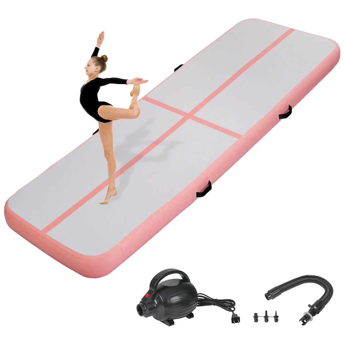 KIKILIVE Inflatable Gymnastics Air Tumble Track Mat with Pump