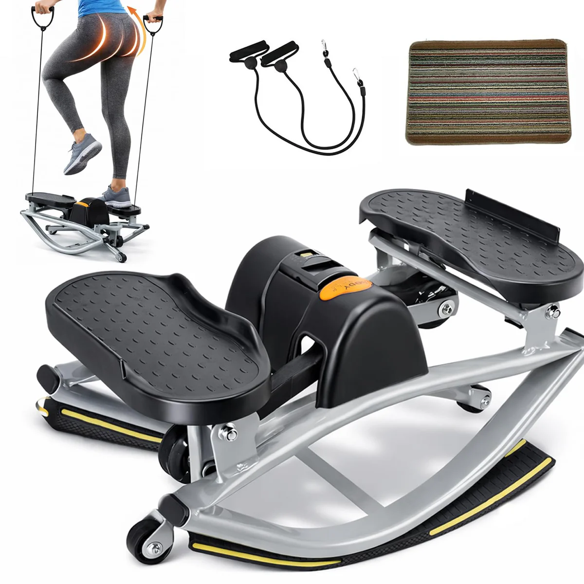 YKQRLLK Mini Stepper with Resistance Bands