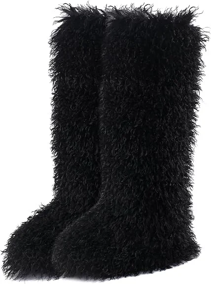 Valpeak Faux Fur Tall Furry Boots Women's 7 Wide