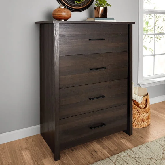 mainstays classic 4 drawer dresser black oak 4-Drawer Featuring robust cabinet legs
