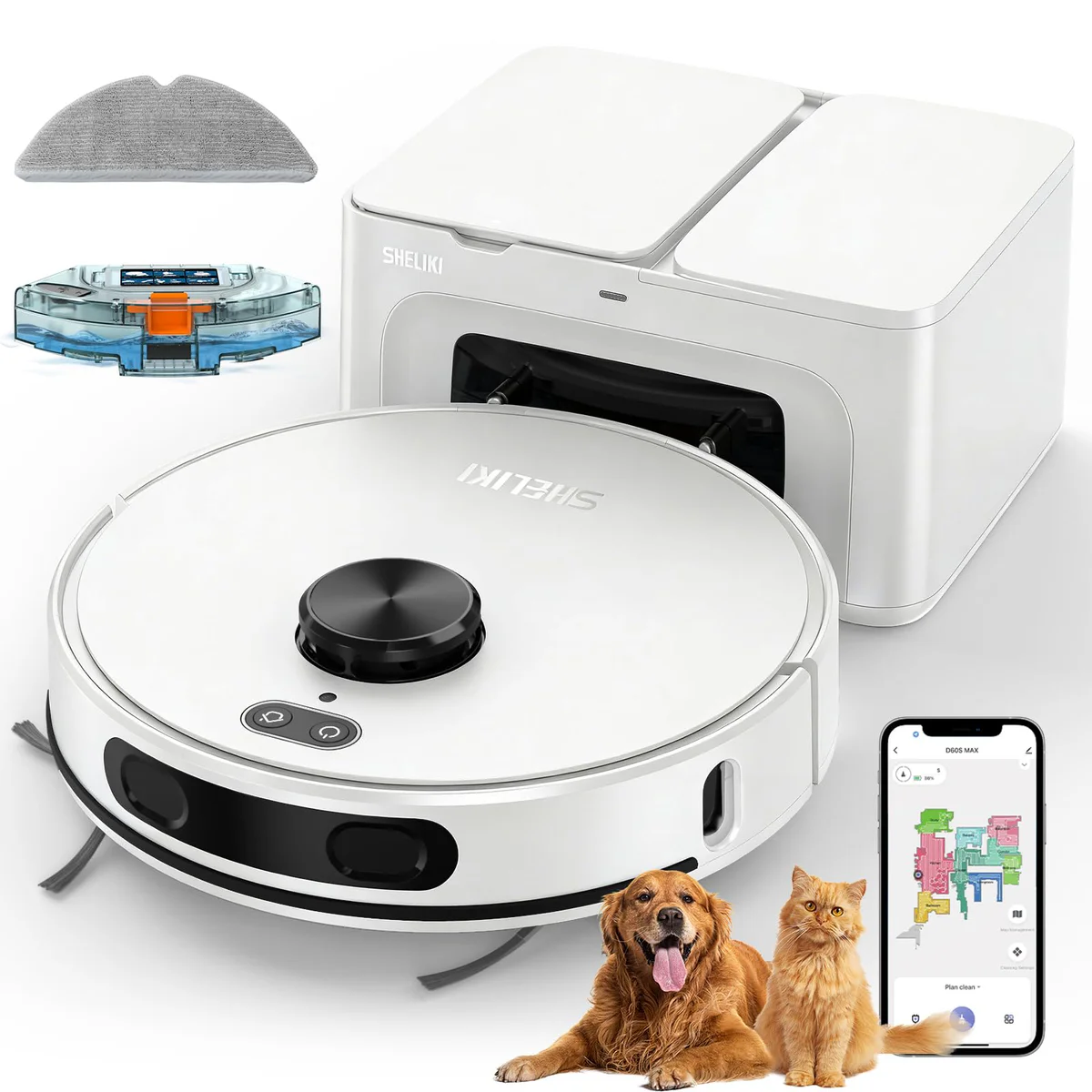 SHELIKI, Robot Vacuum and Mop Combo