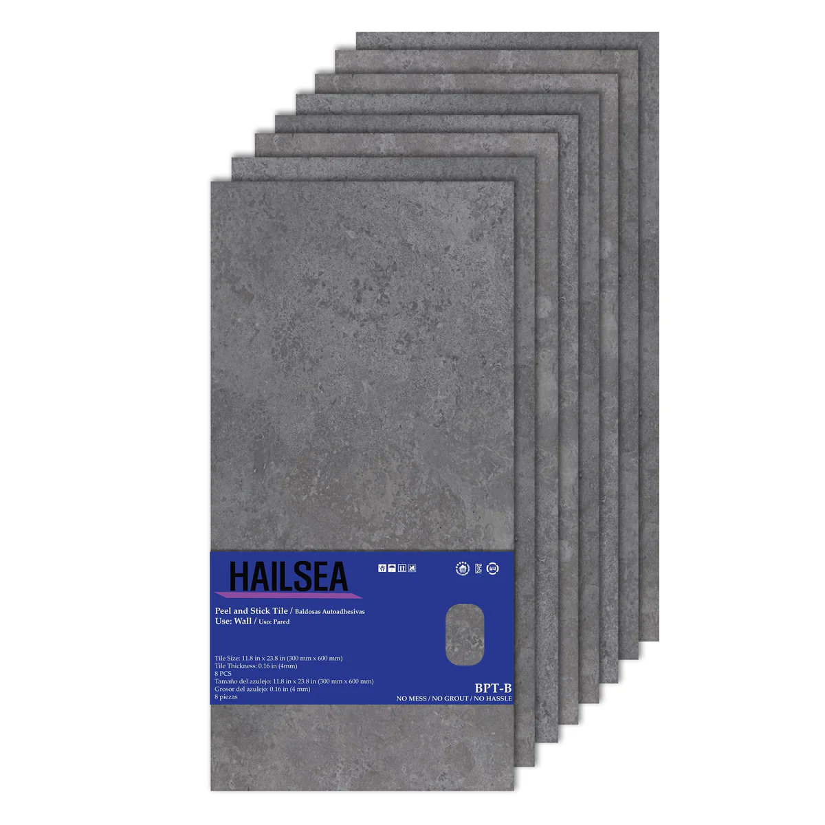 HAILSEA Peel and Stick Marble Tiles, 8 Pack 