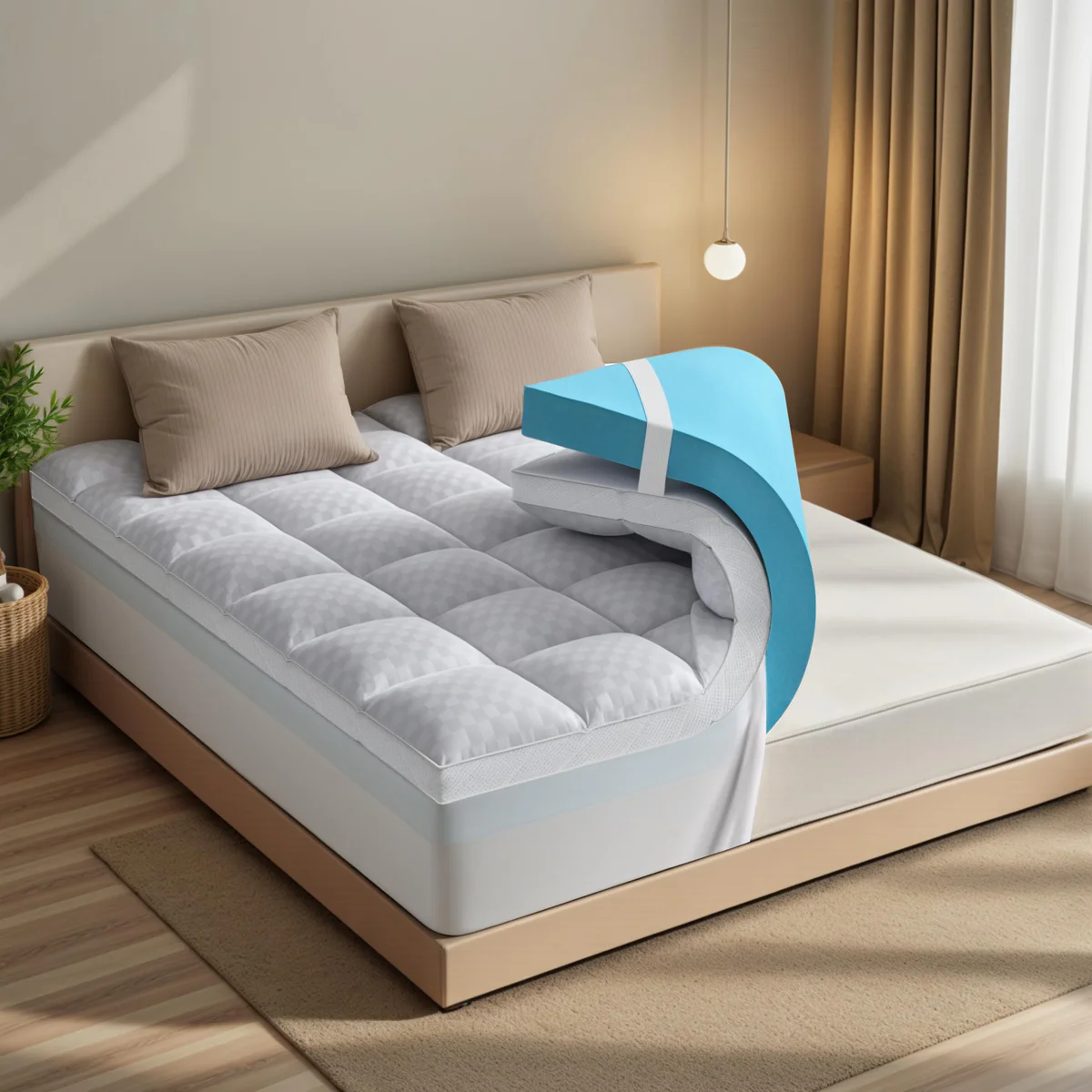 Biteany King Size White Mattress Topper
