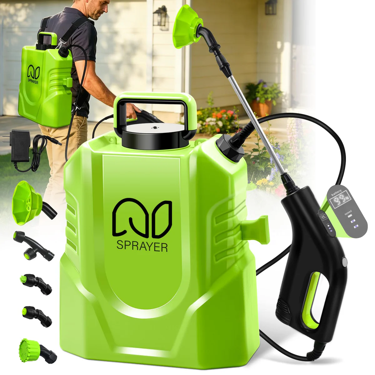Bourid 3-Gallon Battery Powered Backpack Garden Sprayer 