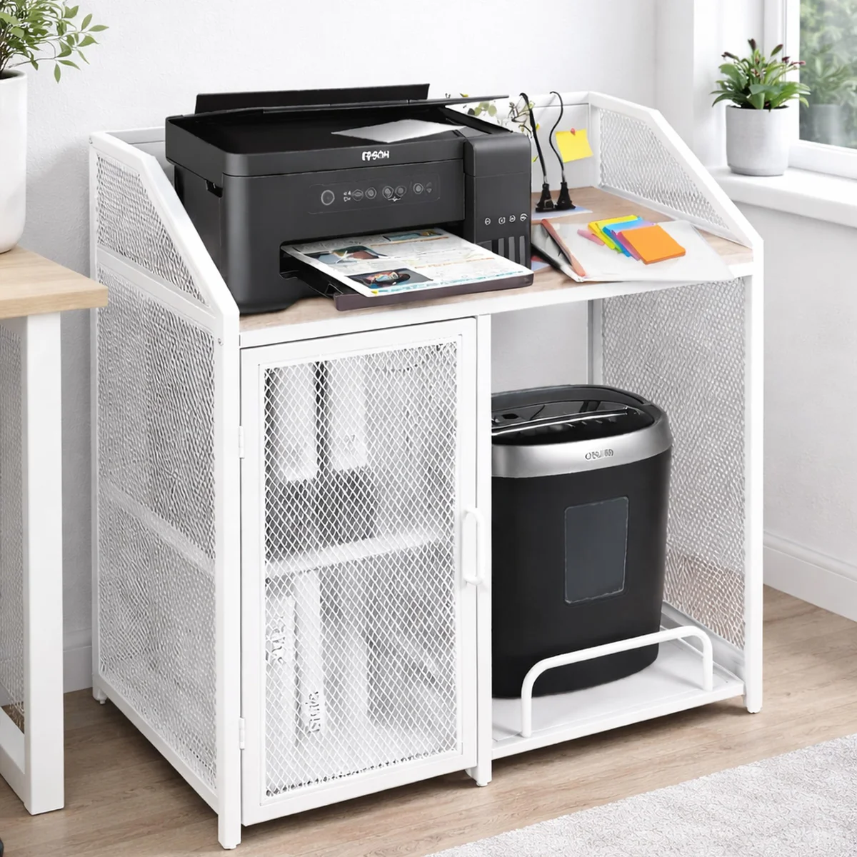 Venyet Printer Stand with Storage and Charging Station 