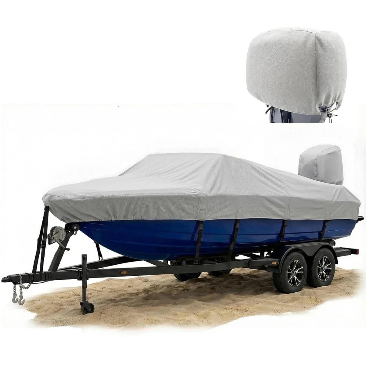 FOCEAN Gray 16-18 ft Boat Tarp Cover
