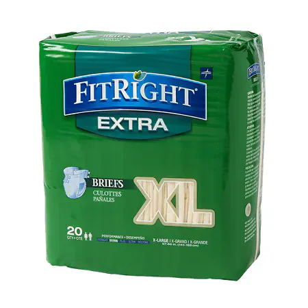(QTY 4) FitRight Adult Briefs, XL, 20 Count