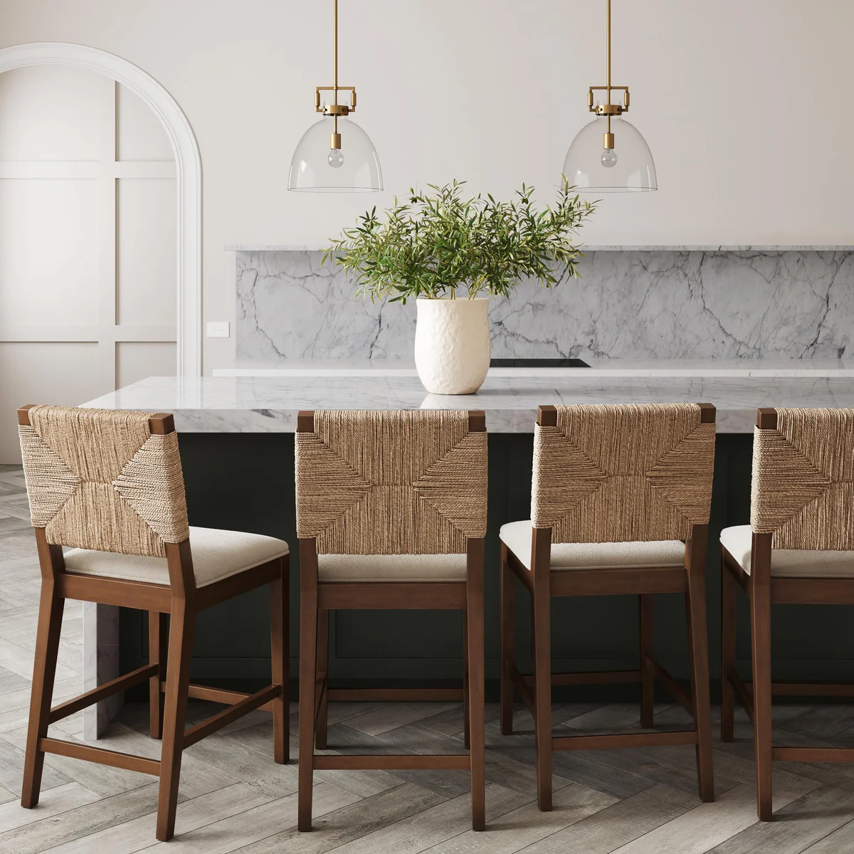 Nathan James Beacon Woven Back Bar Stool Set